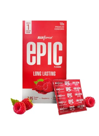 Epic Pleasure - Long Lasting Raspberry Flavour Lubricated Latex Condoms